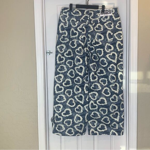 The Ragged Priest Jeans Lover Print Release Jeans Wide Leg High Rise Size 34 - Picture 6 of 12